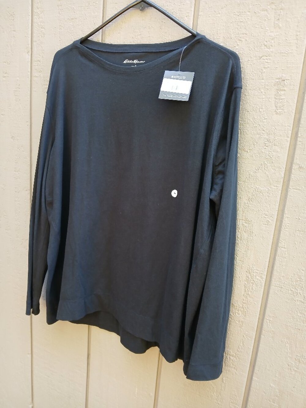Eddie Bauer FreeDry Tempo Light Women's M Boat Neck Long Sleeve Tee Black NWT